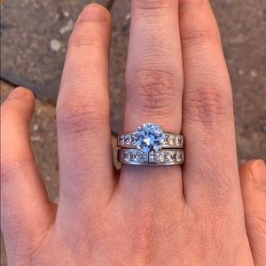 Engagement Rings Sterling Silver Double Ring Set